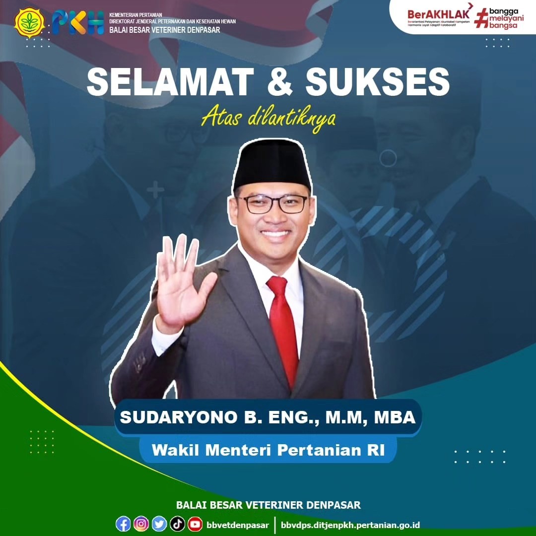 Selamat   Sukses atas dilantiknya Wakil Menteri Pertanian