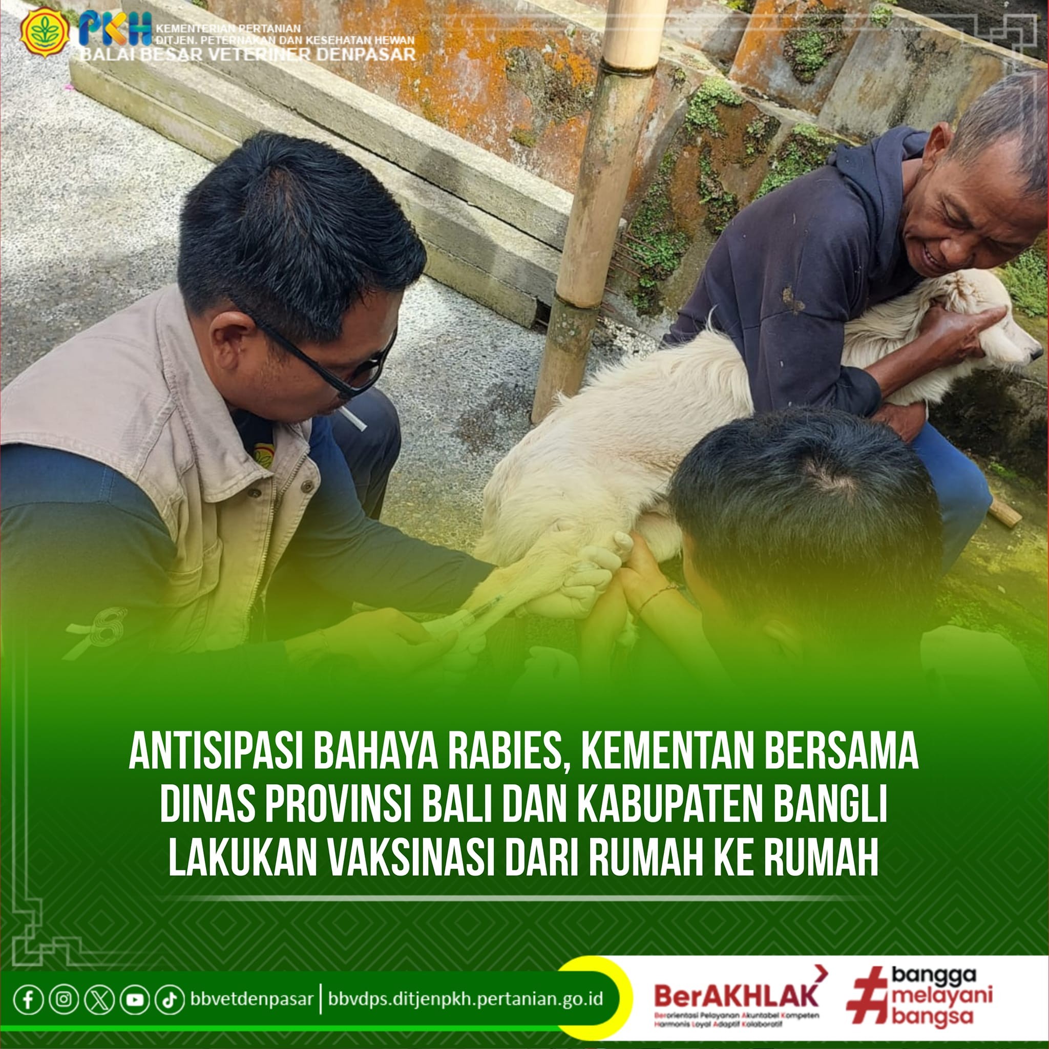 Antisipasi Bahaya Rabies, Kementan Bersama Dinas Provinsi Bali dan Kabupaten Bangli Lakukan Vaksinasi Dari Rumah Ke Rumah