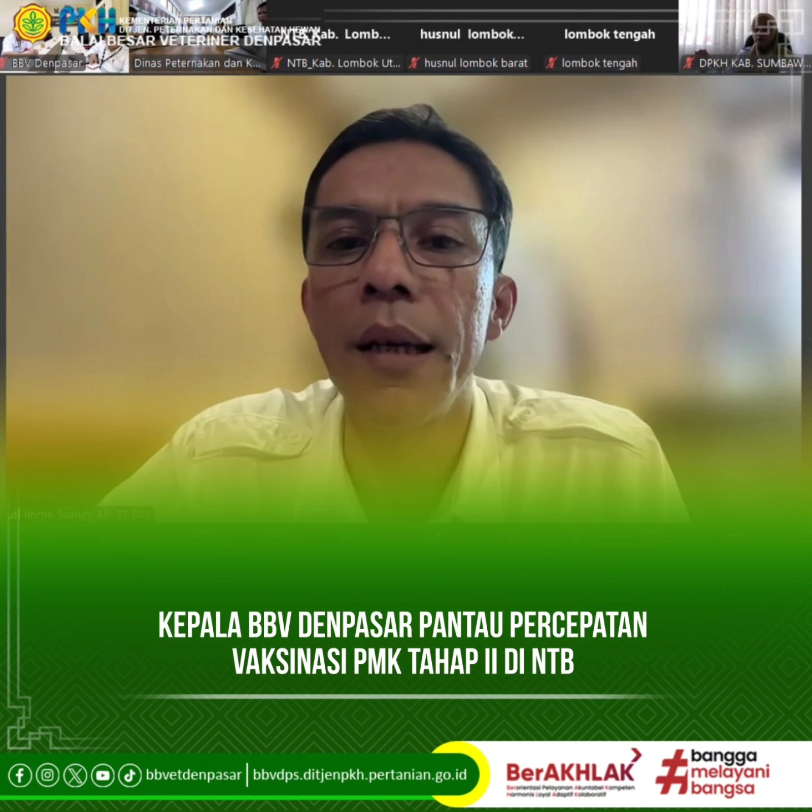 Kepala BBV Denpasar Pantau Percepatan Vaksinasi PMK Tahap II di Provinsi NTB