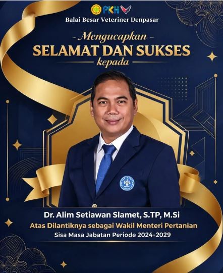 Selamat dan sukses atas dilantiknya Bapak Dr. Alim Setiawan Slamet, S.TP., M.Si. sebagai Wakil Menteri Pertanian