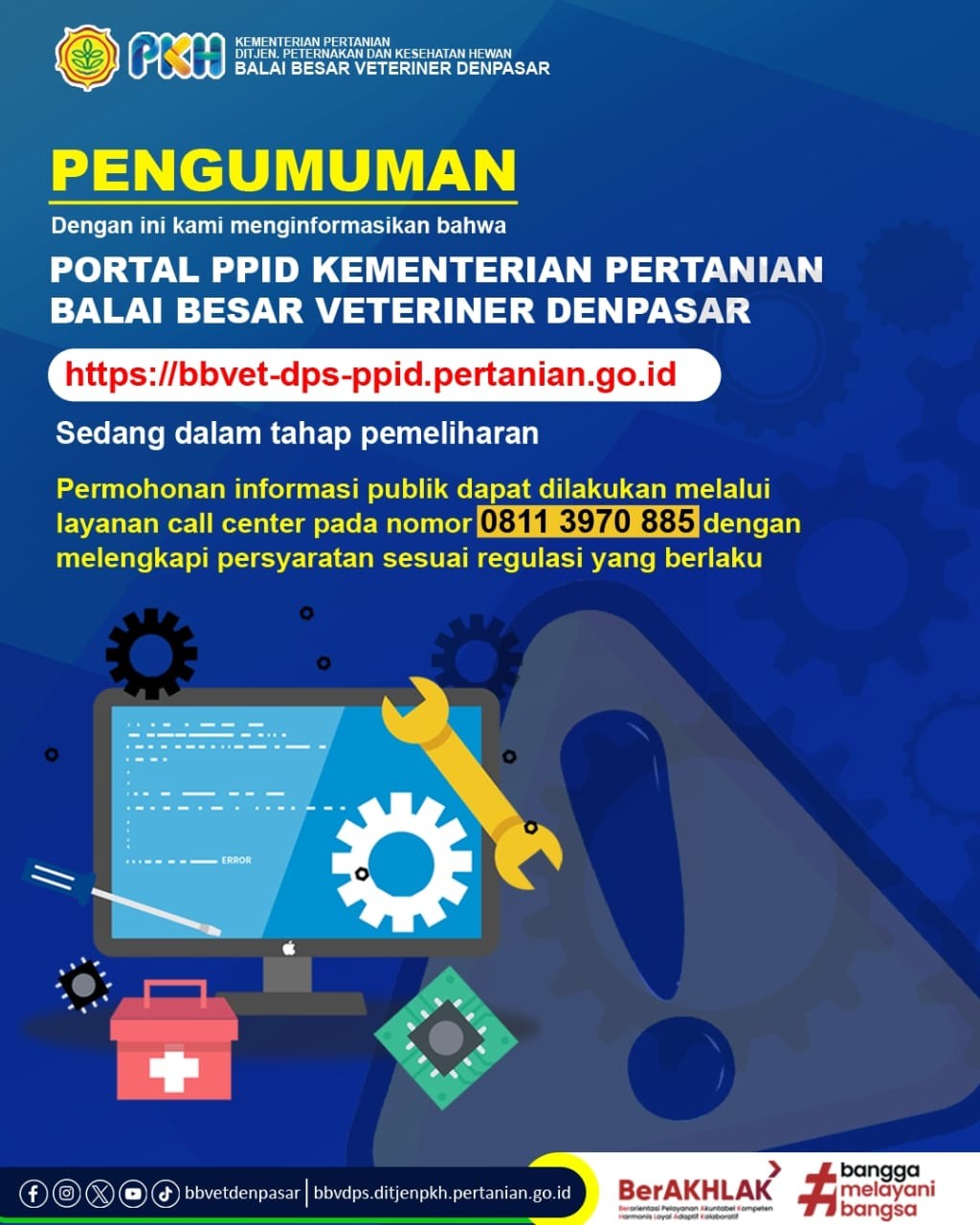 Pengumuman Portal PPID Kementan Sedang Dalam Tahap Pemeliharaan